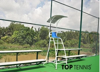 Ghế trọng tài tennis TopTennis có mái che bạt Châu Âu cao 3.4m, ống 42.